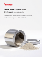 Usage, care and cleaning instructions for grinding parts and accessories